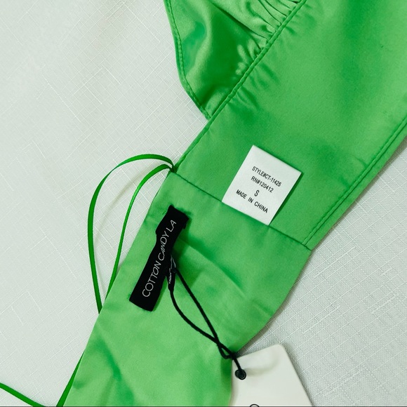 COTTON CANDY LA two toned wrap halter top Matcha green satin silk shiny small - Picture 8 of 9